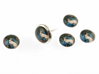 6 Glascobochons "white rabbit" mit Motiv, 8 mm