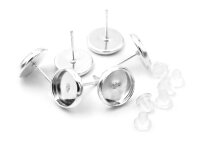 6 Ohrstecker in silberfarben für 8 mm Cabochons