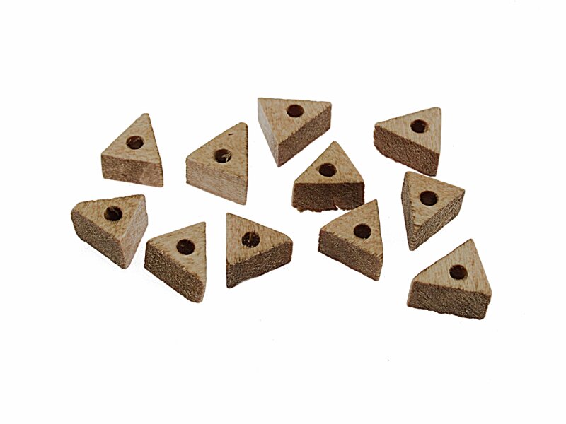10 Perlen "triangle" aus Holz, 9 mm