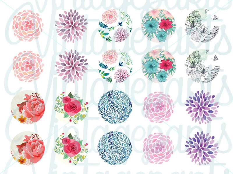 Motivbogen Blumenmeer für runde 20mm Cabochons