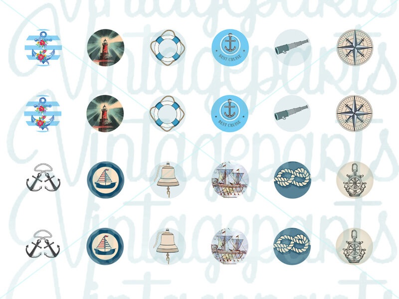 Motivbogen Nautic für runde 12mm Cabochons