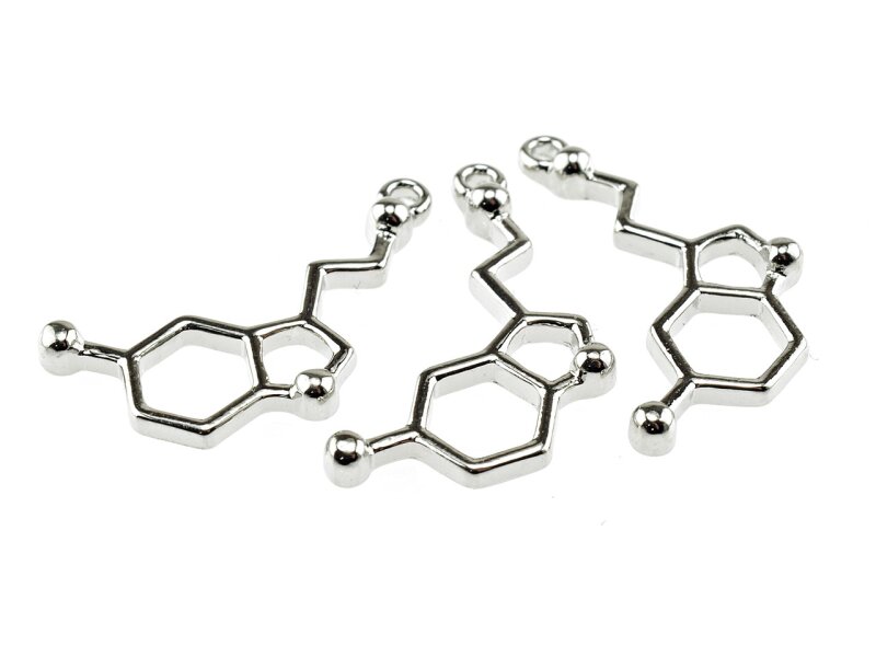 2 Anhänger "Serotonin" in silberfarben platiniert