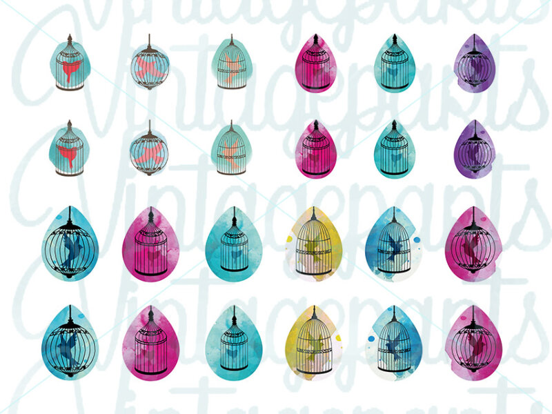 Motivbogen "Birdcage" für Tropfen Cabochons