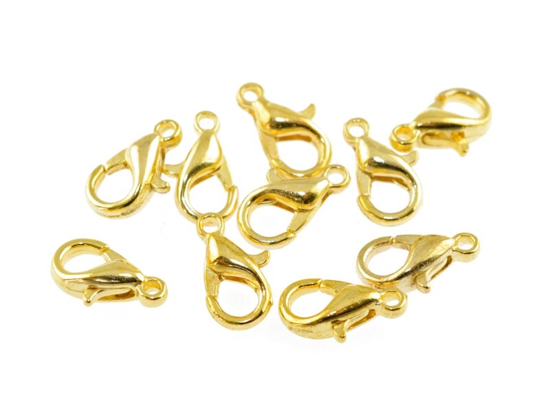10 Karabinerverschlüsse in goldfarben, 10 mm