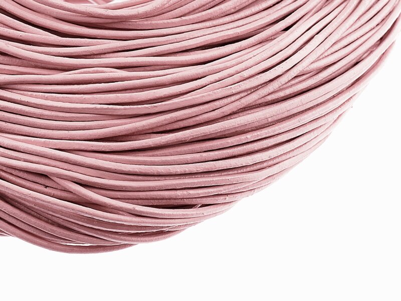 2 m echtes Lederband rosa, 2 mm