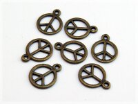 6 Peace Anhänger, antik Bronze