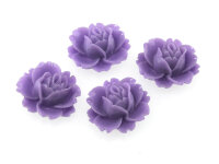 4 Cabochons "Seerose" in lila, 16 x 18 mm