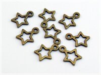 20 Anhänger als Stern in antik Bronze