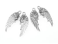4 Anhänger "Lovewings" in antik silberfarben