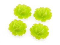 4 Cabochons "Seerose" in neongrün, 16 x 18 mm
