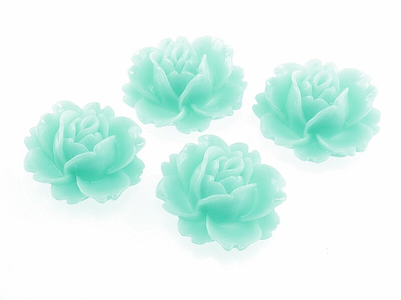 4 Cabochons "Seerose" in mint, 16 x 18 mm