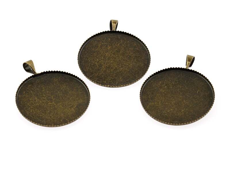 Fassungen mit ziseliertem Rand in antik bronze für 25 mm Cabochons 4 Stück