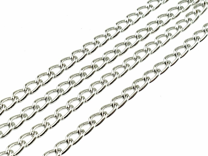 2 m einfach gedrehte Gliederkette in silberfarben platiniert, 3 x 5 mm