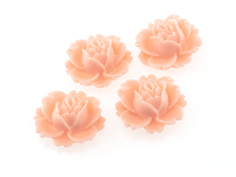 4 Cabochons "Seerose" in lachs 16 x 18 mm