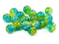 30 Crackleglasperlen "Ocean" türkis mit...
