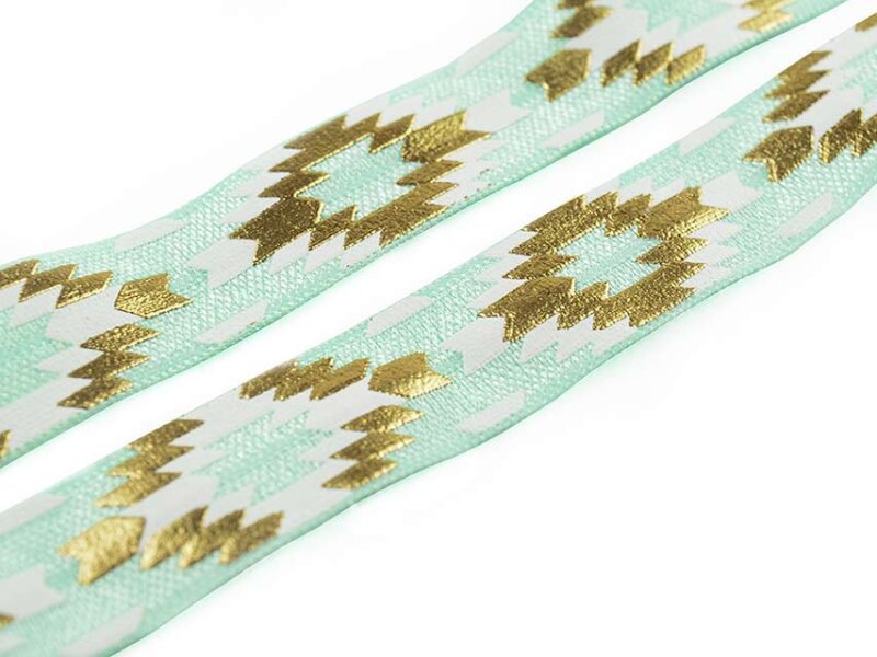 1 m elastisches Gummiband/Faltband "Aztek" in mint