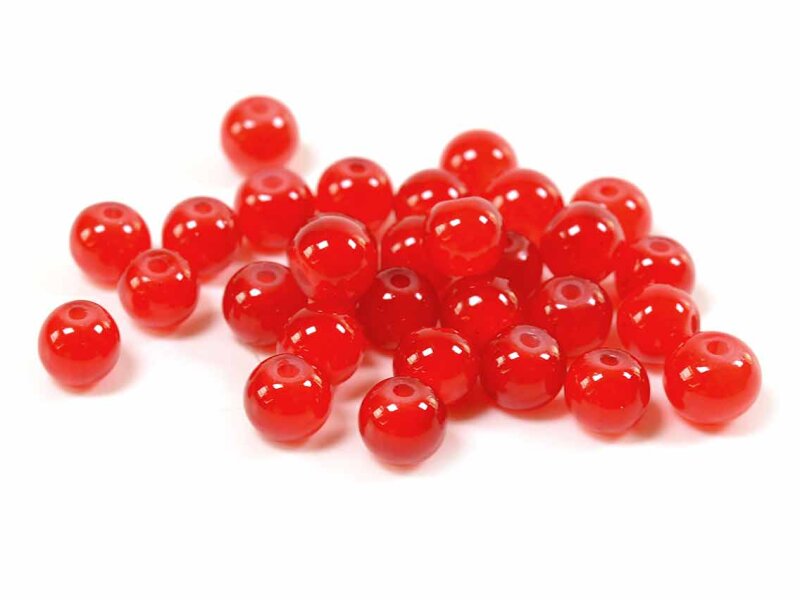 30 Glasperlen in Jadeoptik in rot 6,5mm