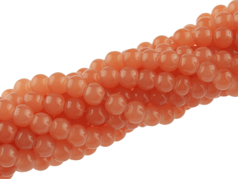 30 Glasperlen in Jadeoptik in apricot 6,5mm