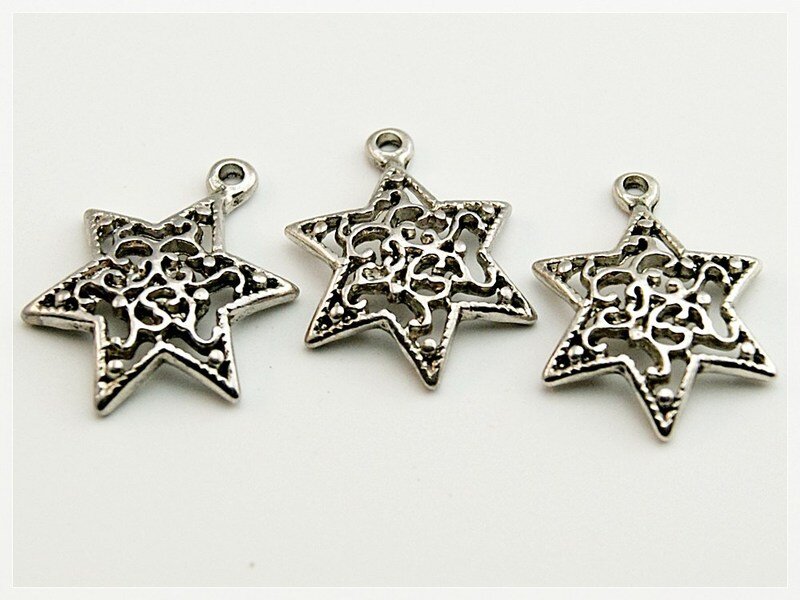 4 Sterne in vintage silberfarben, victorianisch