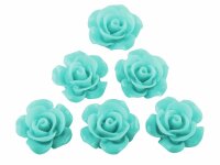4 filigrane Cabochons als Rose in aquamarin, 15 mm