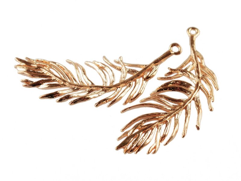 1 filigraner Anhänger "Feder" in rosègoldfarben