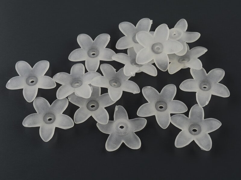 20 Blüten in weiß gefrostet, 16 mm