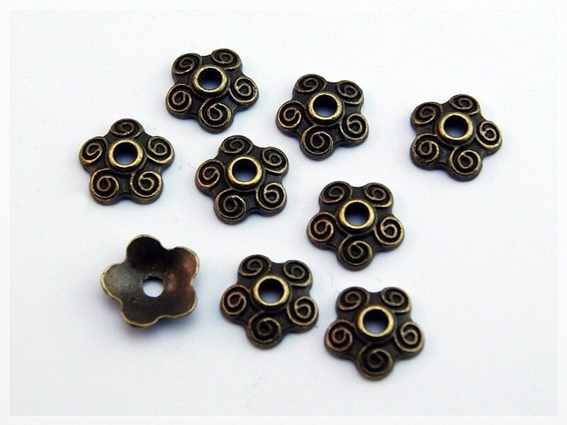 20 Perlkappen 10 mm Vintage Bronze