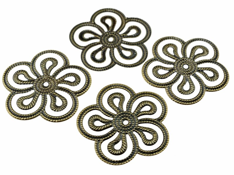 10 filigrane Blümchen in antik bronzefarben