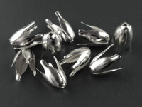 20 Perlkappen in Tulpenform, silberfarben