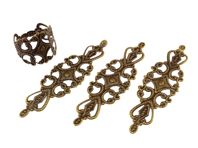 10 filigrane Verbinder "Vintage" in antik bronzefarben