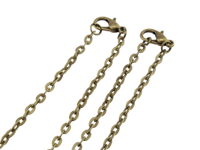 2 fertige kurze Gliederketten in antik bronzefarben, 45 cm