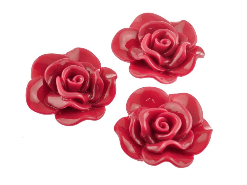 2 große Cabochon als Rose in rot