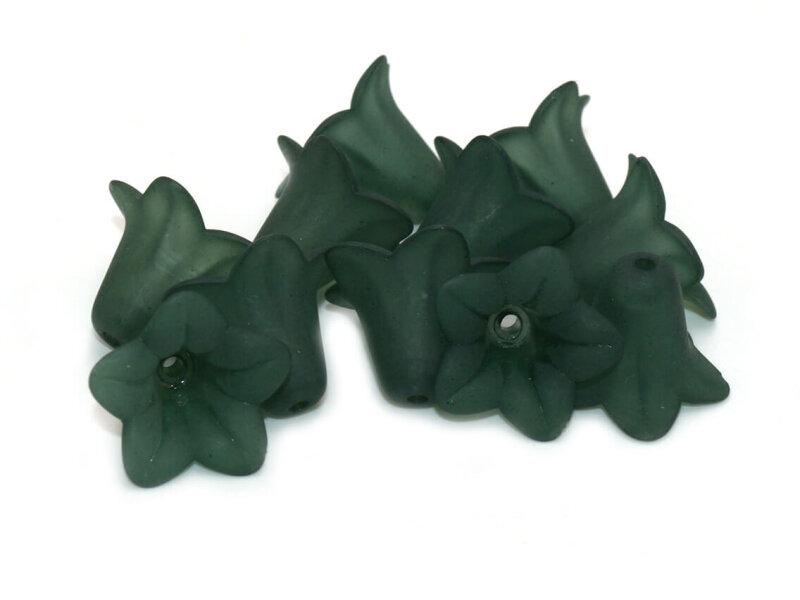 10 Blüten in Waldgrün gefrostet, 18 mm