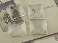 4 quadratische Cabochons Glas klar, 25 mm