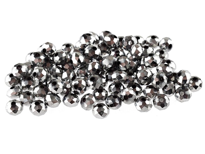50 Glasschliffperlen "Doll" in platinfarben, 4x3 mm
