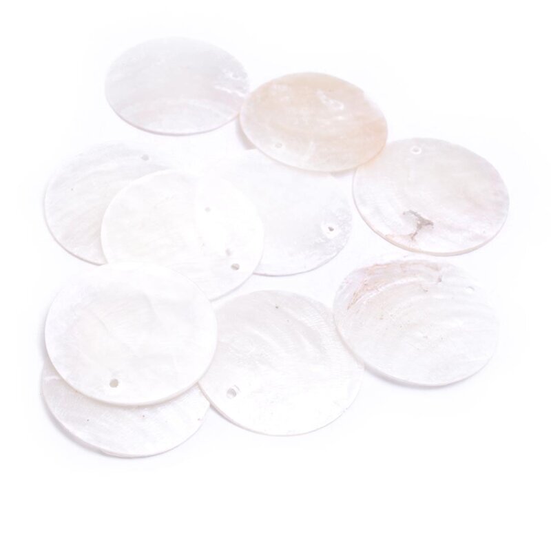 Capiz Muschelscheiben in cremeweiß 30mm 10 Stück