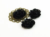 4 ovale Cabochons als Blume in schwarz, 18 x 13 mm