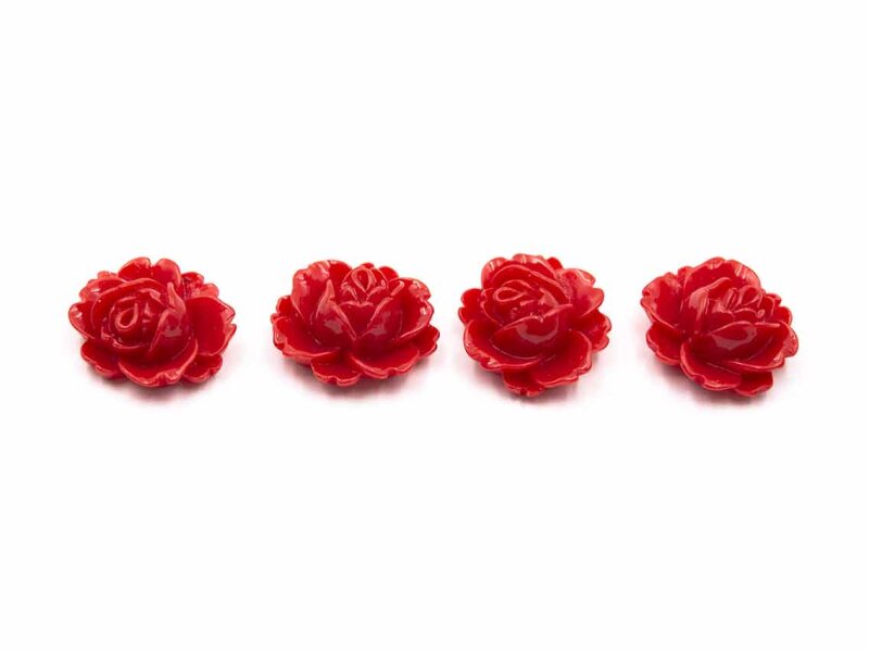 Cabochons als Seerose in rot 18x13 mm 4 Stück
