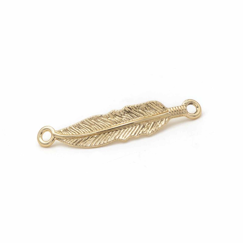 Boho Look Verbinder als Feder in goldfarben 1 Stk.