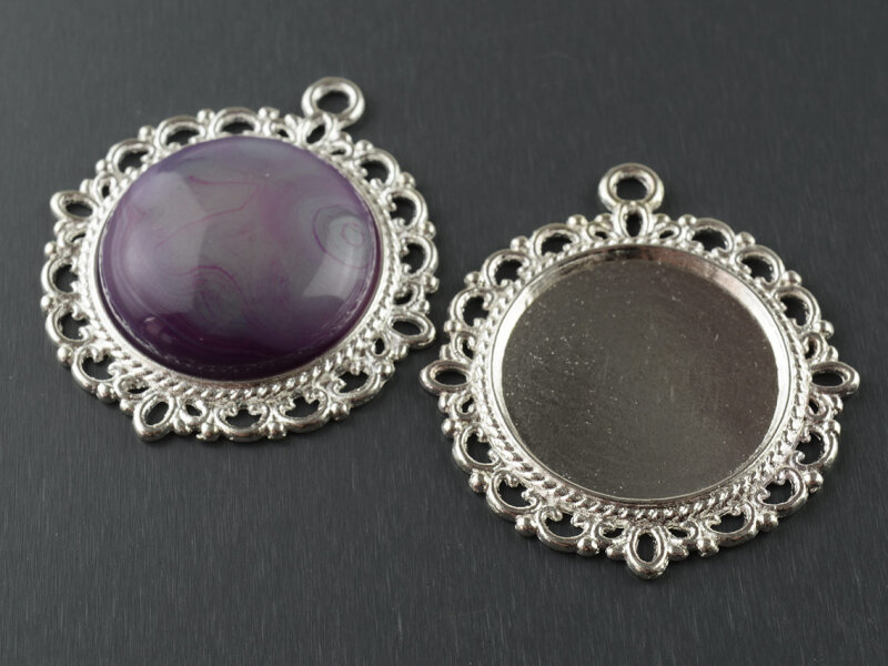 2 Rahmen in silberfarben für 20 mm Cabochon
