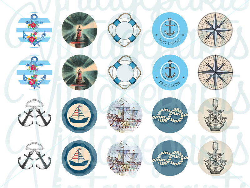 Motivbogen "Nautic" für 20mm Cabochons