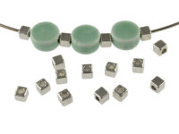 20 Zwischenperlen "Cube" in silberfarben, 3mm