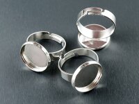 2 Ringrohlinge in silberfarben für 14 mm Cabochon