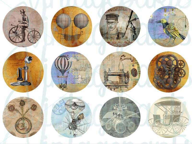 Motivbogen "Steampunk" für 30mm Cabochons