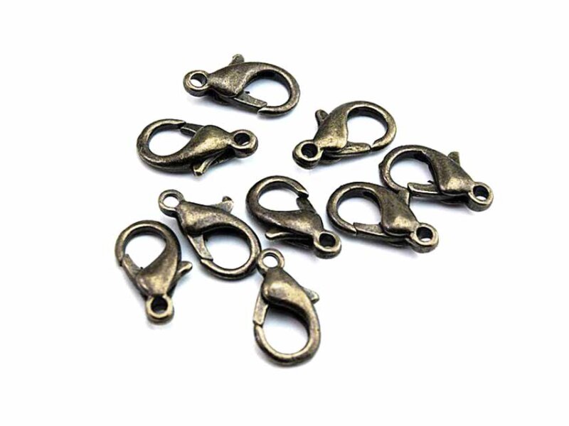 10 Karabinerverschlüsse 14 mm Vintage bronze