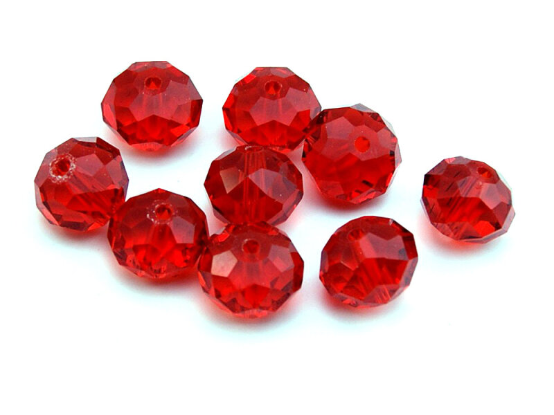 10 Glasschliffperlen in rot, 10 mm