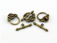 5 Knebelverschlüsse als Rose in Vintage bronze