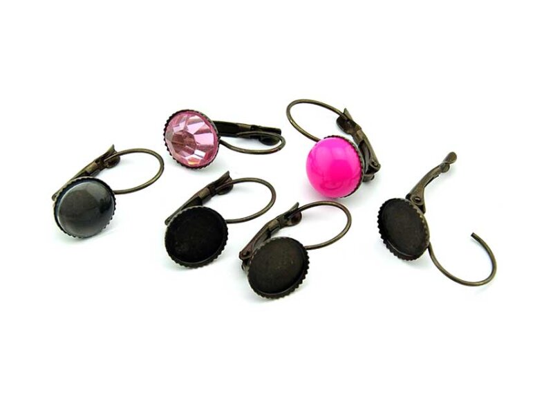 6 Brisuren aus Messing in antik Bronze für 10 mm Cabochons