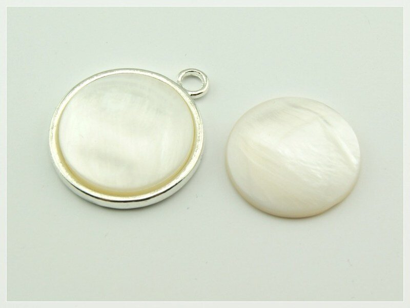 2 Cabochons aus echtem Perlmutt, 20 mm Durchmesser