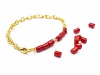 längliche Perlen aus Seebambus 5mm in rot 10 Stück